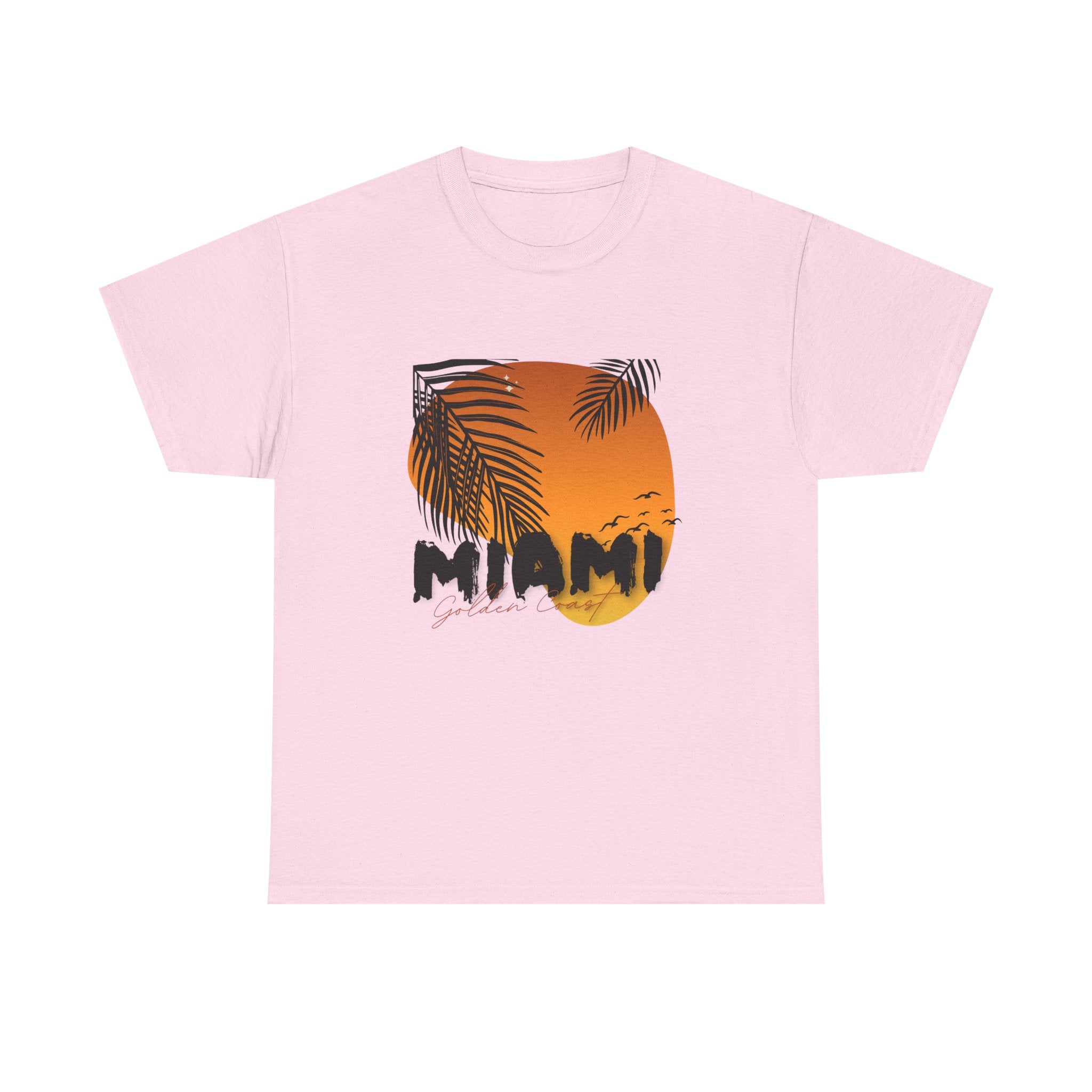 Miami Sunset Unisex Heavy Cotton Tee | Casual Summer T-Shirt, Relaxed Fit Shirt