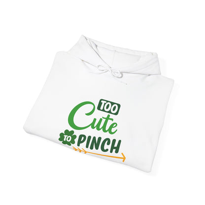 Too Cute to Pinch Hoodie Sweatshirt, Unisex St Patrick's Day Gift, Funny Teen's Pullover, Green Shamrock Jumper, Gift for Her