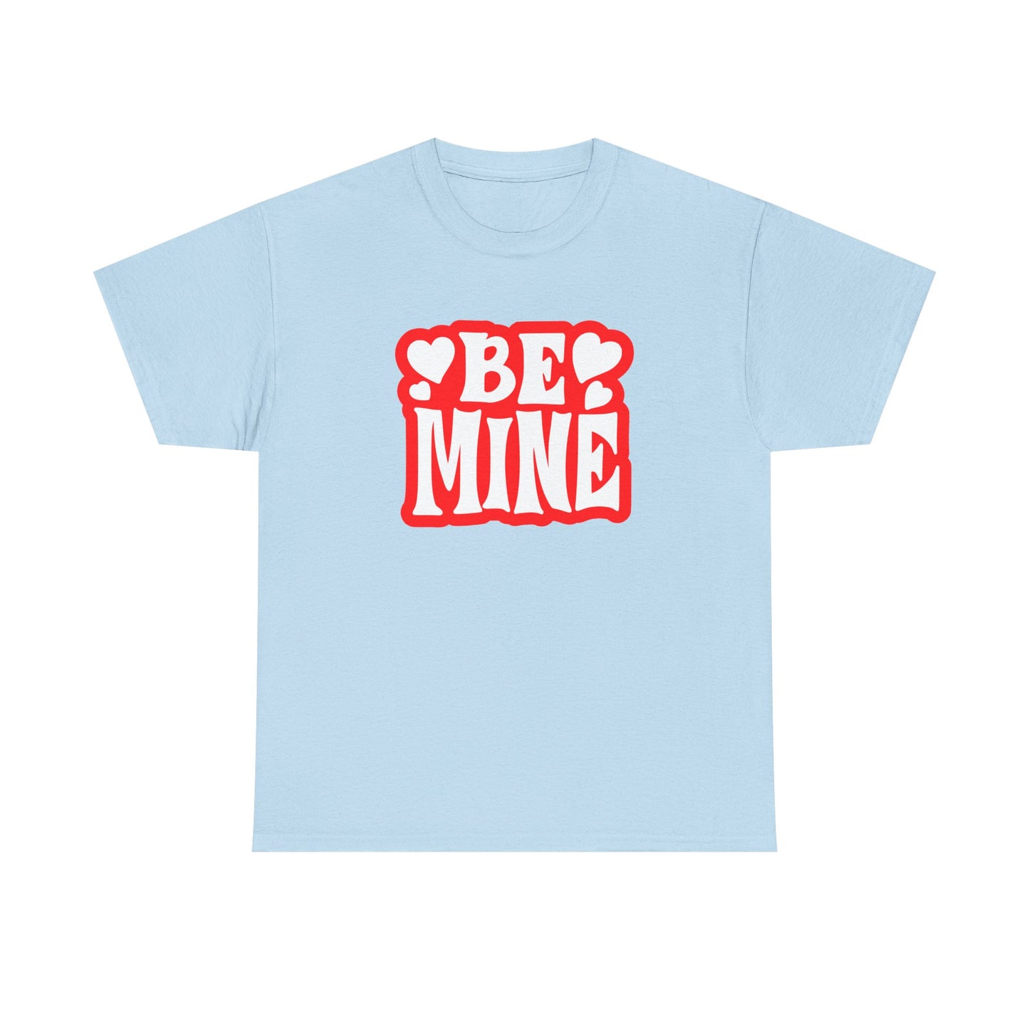 Be Mine Unisex Heavy Cotton Tee, Cute Couple Shirt, Valentine's Day Gift, Romantic Style, Heart Print Tee, Everyday Casual Wear