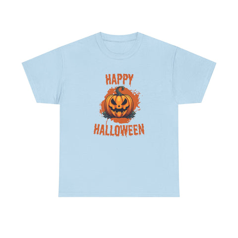 Halloween Unisex Heavy Cotton Tee, Spooky Pumpkin Graphic, Fall Festival Shirt, Halloween Party Top, Casual Autumn Apparel