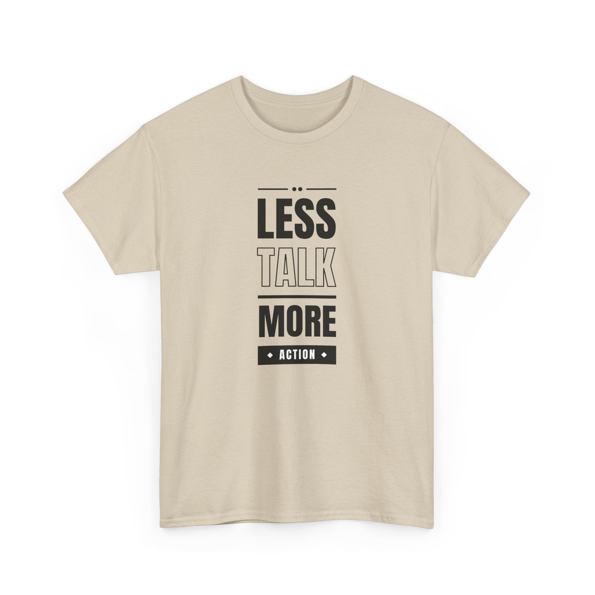 Motivational Unisex Heavy Cotton Tee | Less Talk More Action T-Shirt | Casual Wear, Gift for Him, Gift for Her, Fitness Enthusiast,
