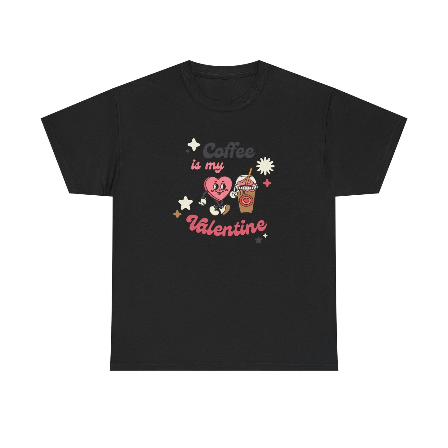 Coffee is My Valentine Unisex Heavy Cotton Tee, Cute Coffee Lover's Shirt, Valentine's Day Gift, Casual Lounge Wear, Fun T-Shirt