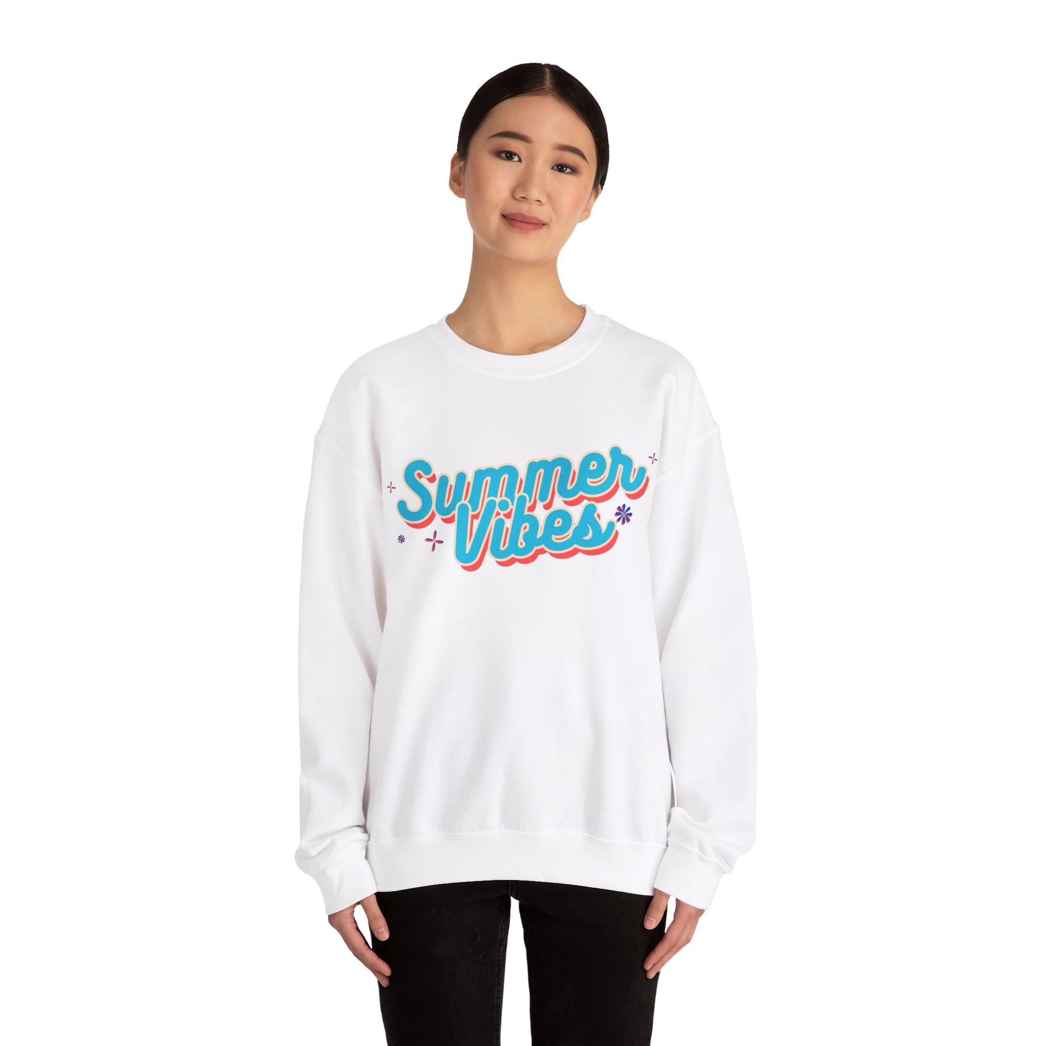Retro Summer Vibes Crewneck Sweatshirt, Cozy Unisex Pullover, Perfect for Pool Parties, Beach Days, Summer Festivals, Gift Idea