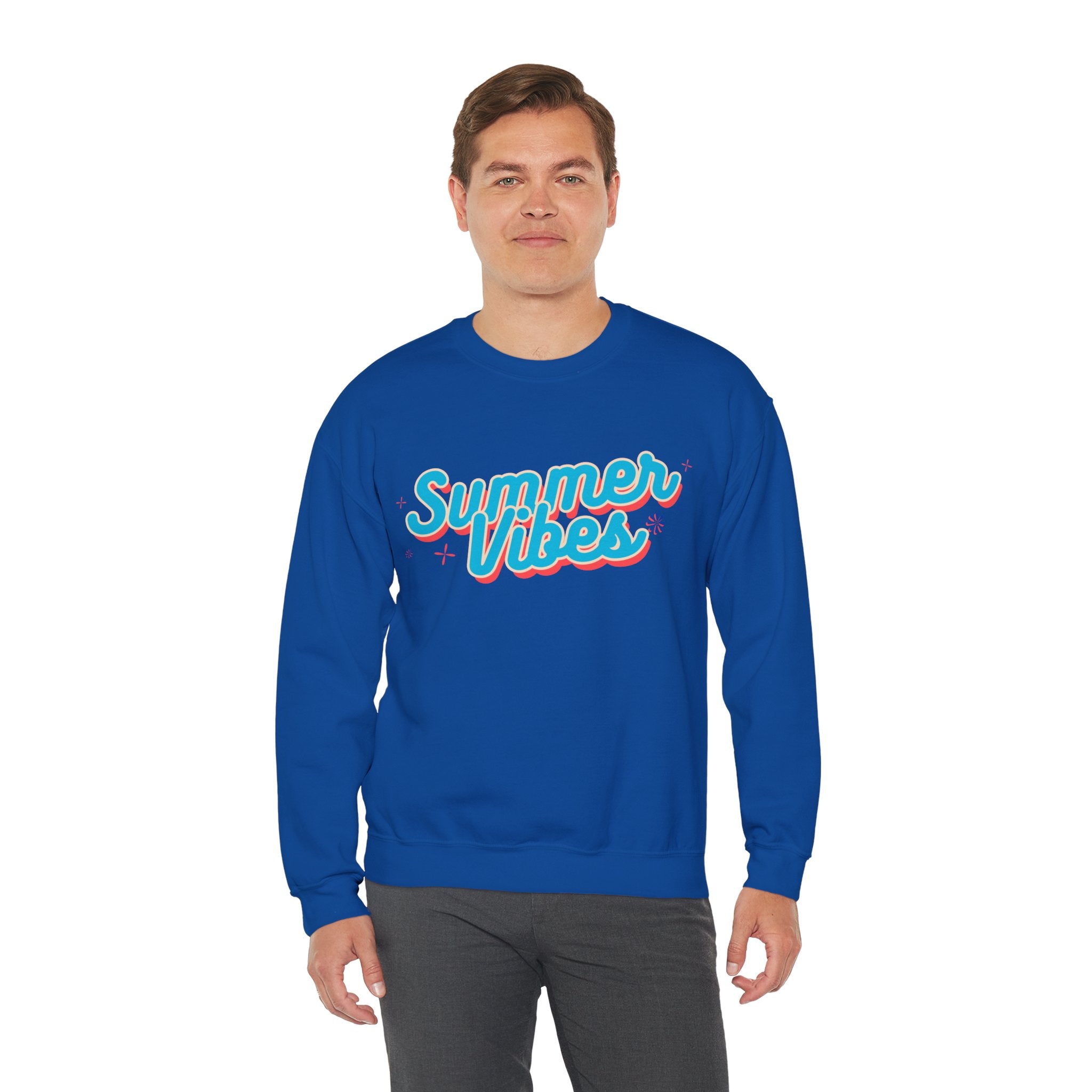 Retro Summer Vibes Crewneck Sweatshirt, Cozy Unisex Pullover, Perfect for Pool Parties, Beach Days, Summer Festivals, Gift Idea