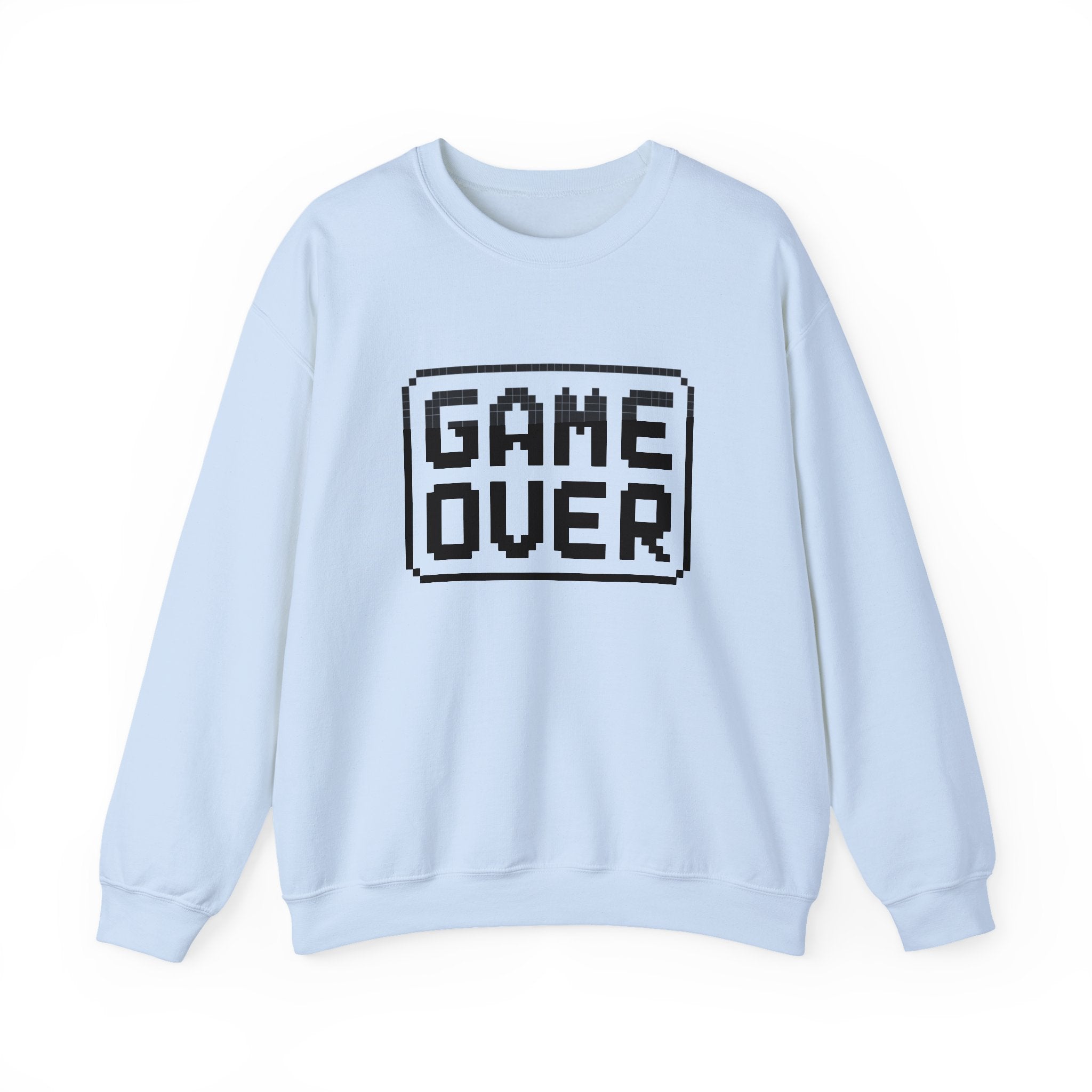 Pixel Art Game Over Sweatshirt, Retro Gaming Sweater, Cozy Unisex Pullover, Perfect Gift for Gamers, Versatile Casual Wear