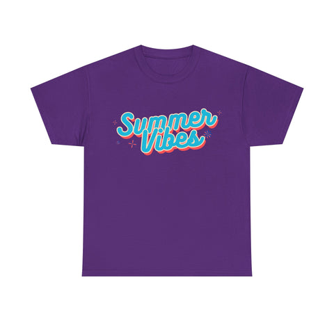 Summer Vibes Unisex Heavy Cotton Tee, Casual Summer Shirt, Beachwear, Gift for Friends, Vacation Essential, Fun Tee