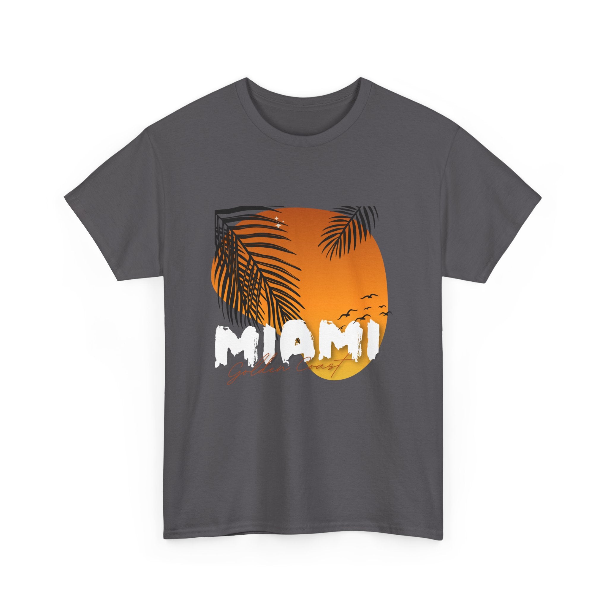 Miami Sunset Unisex Heavy Cotton Tee | Casual Summer T-Shirt, Relaxed Fit Shirt