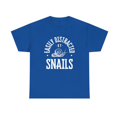 Easily Distracted by Snails Tee, Funny Snail Shirt, Unisex Graphic Tee, Gift for Snail Lovers, Nature Humor Tee, Casual Wear