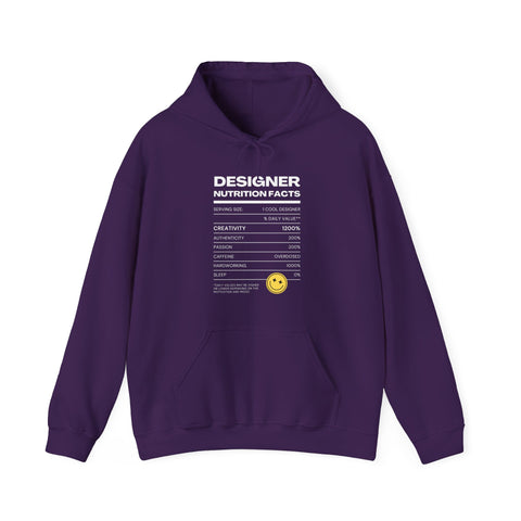 Creative Vibes Unisex Hoodie - Designer Nutrition Facts, Cozy Sweatshirt, Gift for Artists, Motivational Apparel, Inspiring Fashion