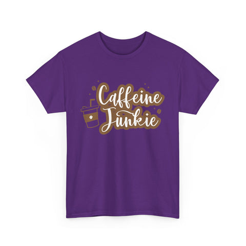 Caffeine Junkie Unisex Heavy Cotton Tee, Coffee Lover Shirt, Gift for Baristas, Comfortable Casual Wear, Daily Essentials