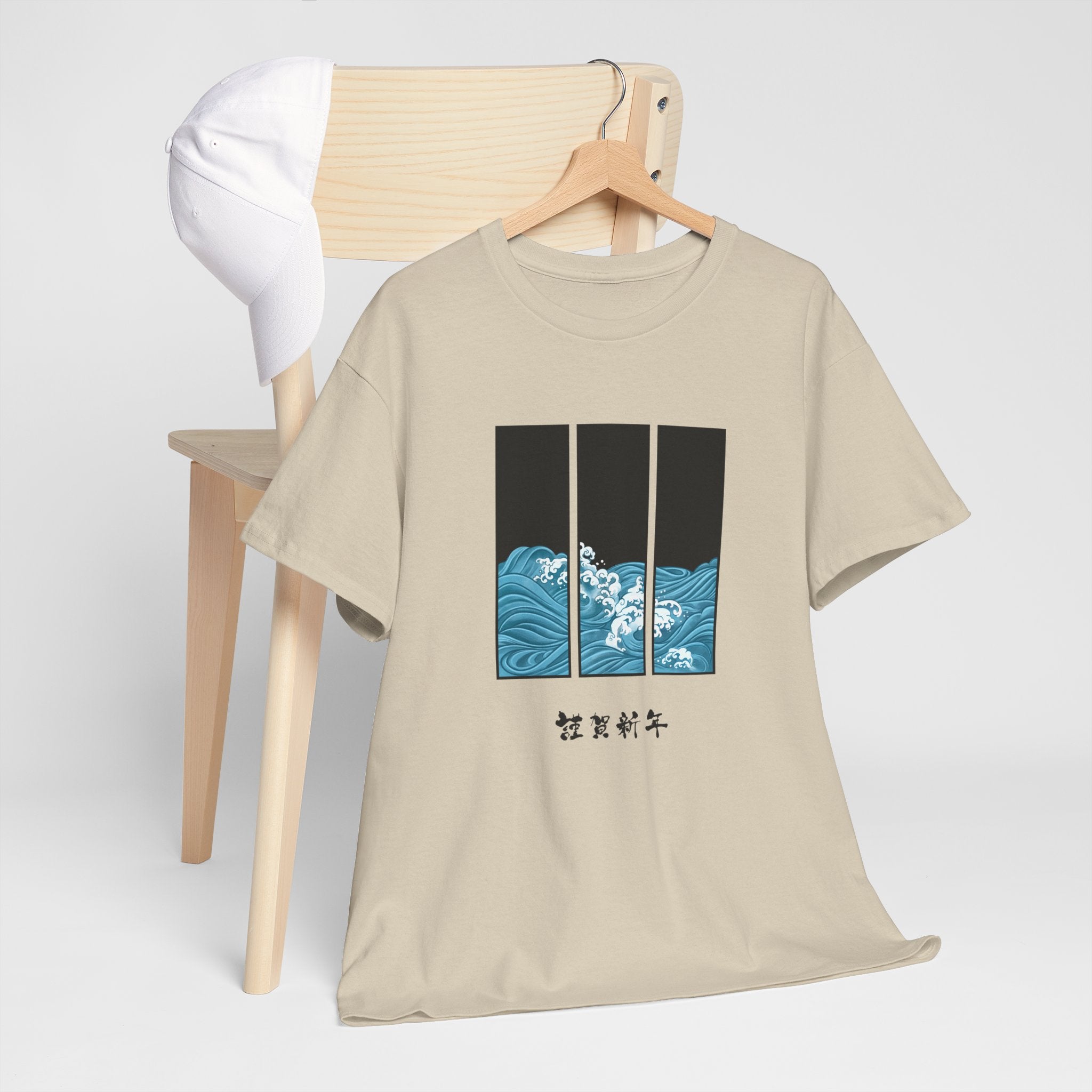 Ocean Wave Unisex Heavy Cotton Tee, Casual Summer Shirt, Gift for Ocean Lovers, Relaxed Fit Tee, Graphic T-Shirt - Japanese Inspired Design