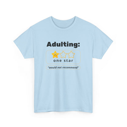 Funny Unisex Heavy Cotton Tee - 'Adulting: One Star' Graphic Tee