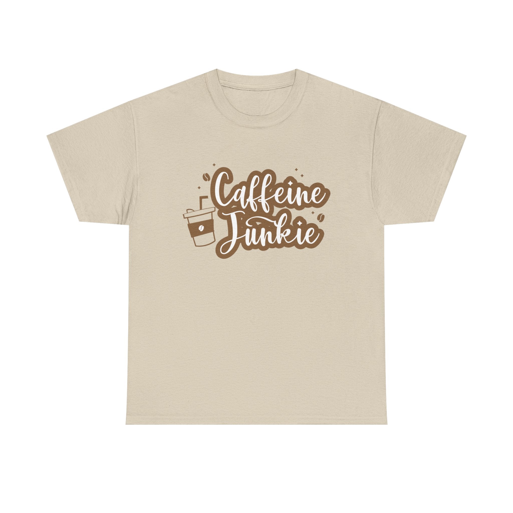 Caffeine Junkie Unisex Heavy Cotton Tee, Coffee Lover Shirt, Gift for Baristas, Comfortable Casual Wear, Daily Essentials