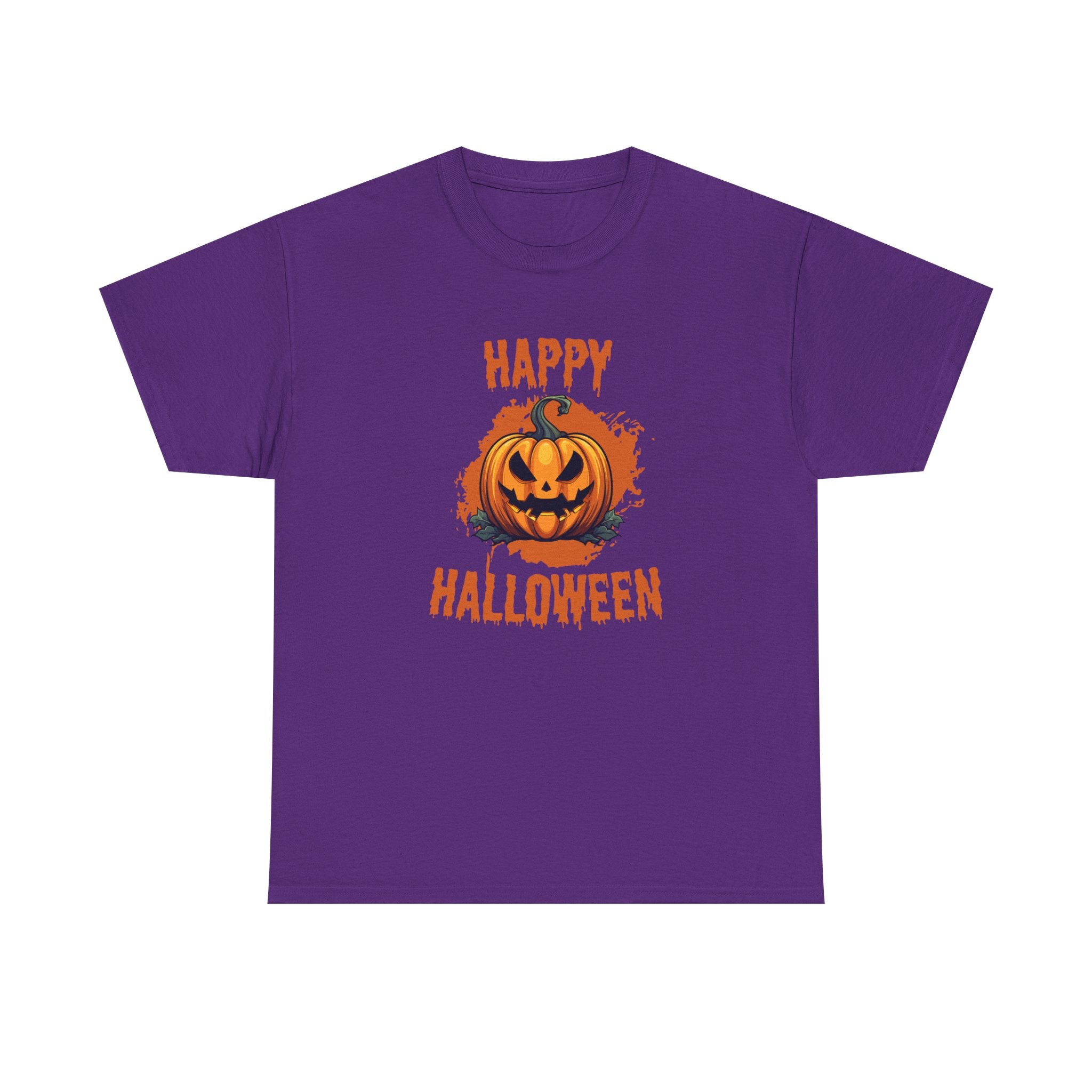 Halloween Unisex Heavy Cotton Tee, Spooky Pumpkin Graphic, Fall Festival Shirt, Halloween Party Top, Casual Autumn Apparel