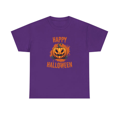 Halloween Unisex Heavy Cotton Tee, Spooky Pumpkin Graphic, Fall Festival Shirt, Halloween Party Top, Casual Autumn Apparel