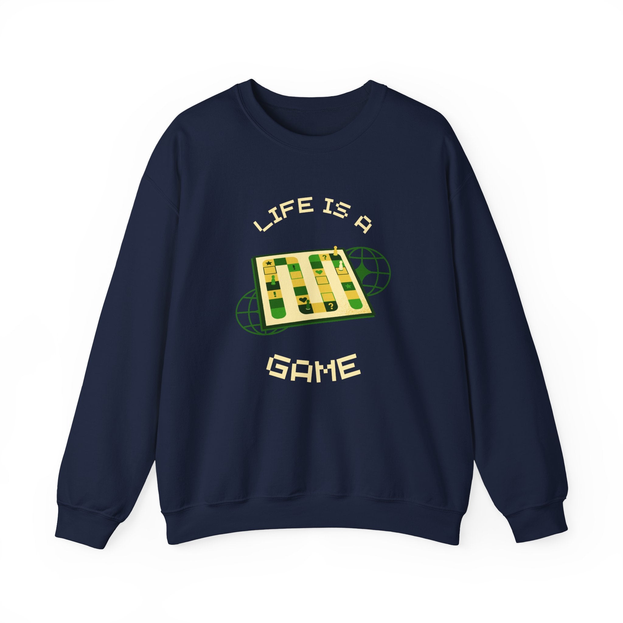 Game Board Life Is a Game Crewneck Sweatshirt, Casual Fun Gaming Sweatshirt
