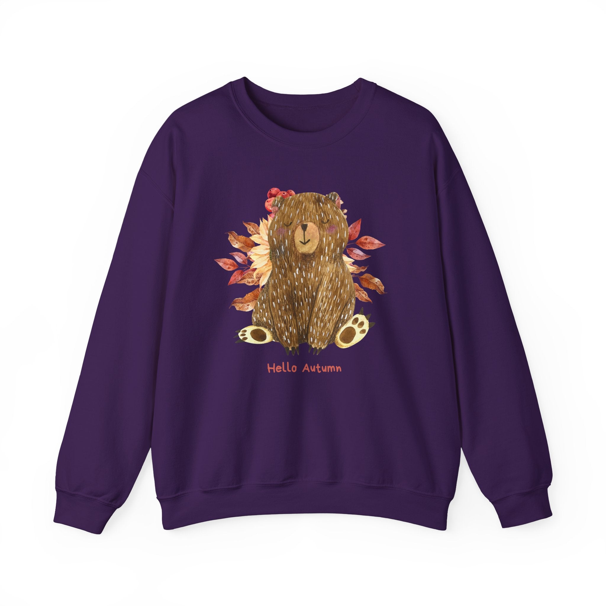 Cozy Bear Sweatshirt for Autumn, Unisex Crewneck with Fall Vibes, Ideal for Thanksgiving, Casual Wear