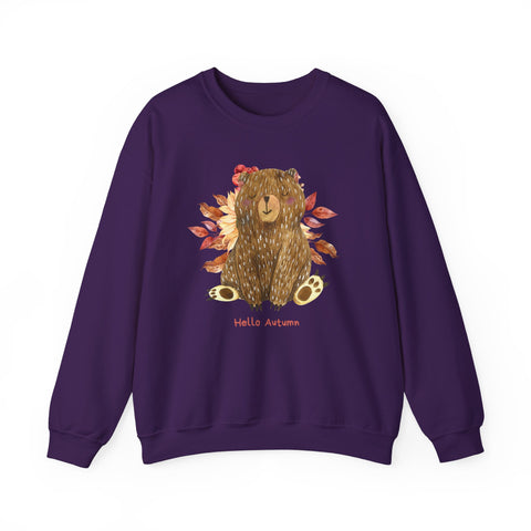 Cozy Bear Sweatshirt for Autumn, Unisex Crewneck with Fall Vibes, Ideal for Thanksgiving, Casual Wear