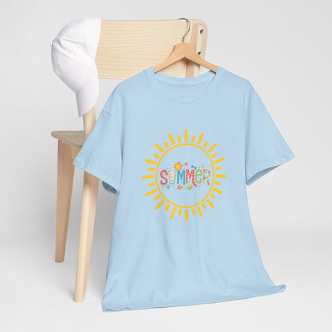 Summer Vibes Unisex Heavy Cotton Tee, Casual Summer Shirt, Retro Sunshine Tee