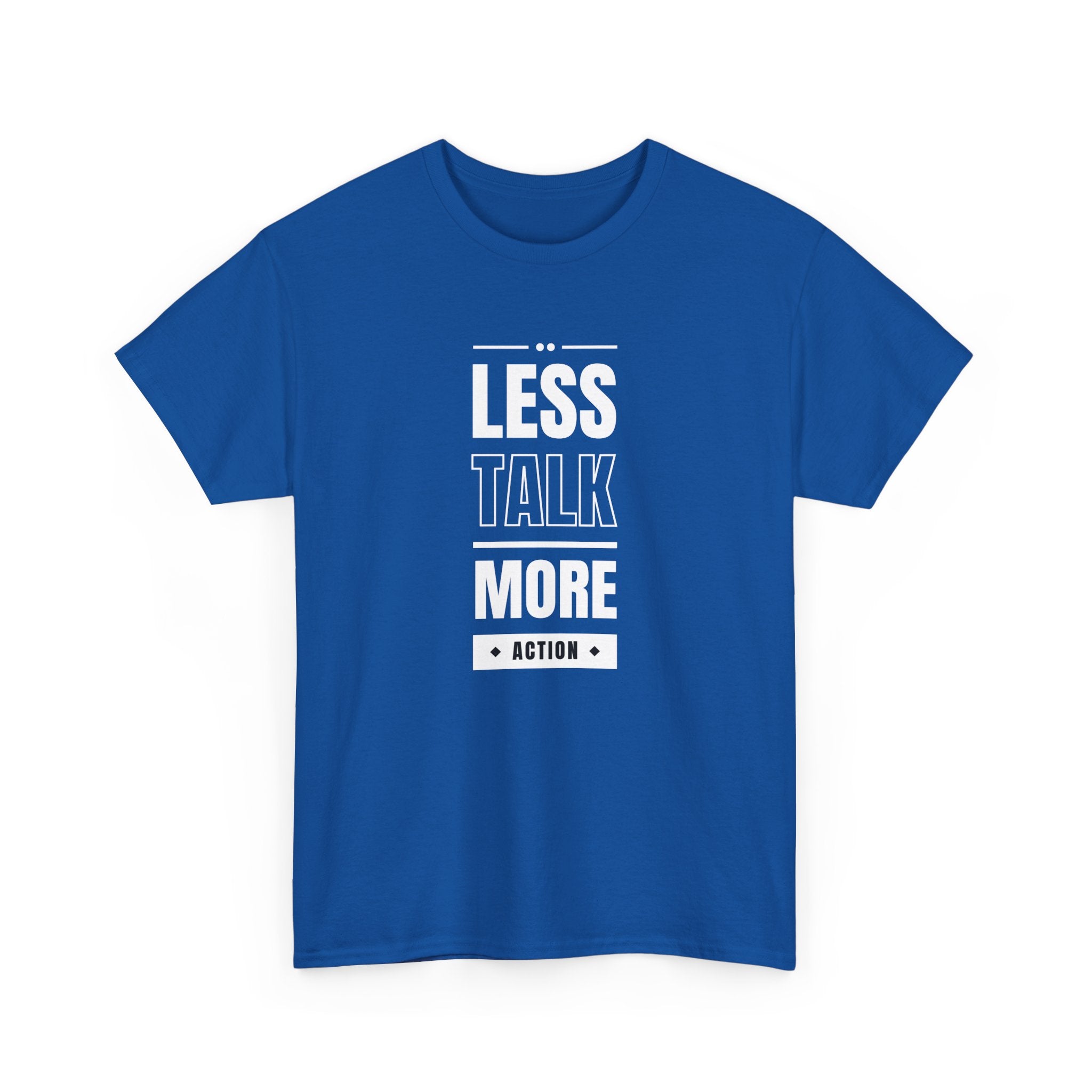 Motivational Unisex Heavy Cotton Tee | Less Talk More Action T-Shirt | Casual Wear, Gift for Him, Gift for Her, Fitness Enthusiast,