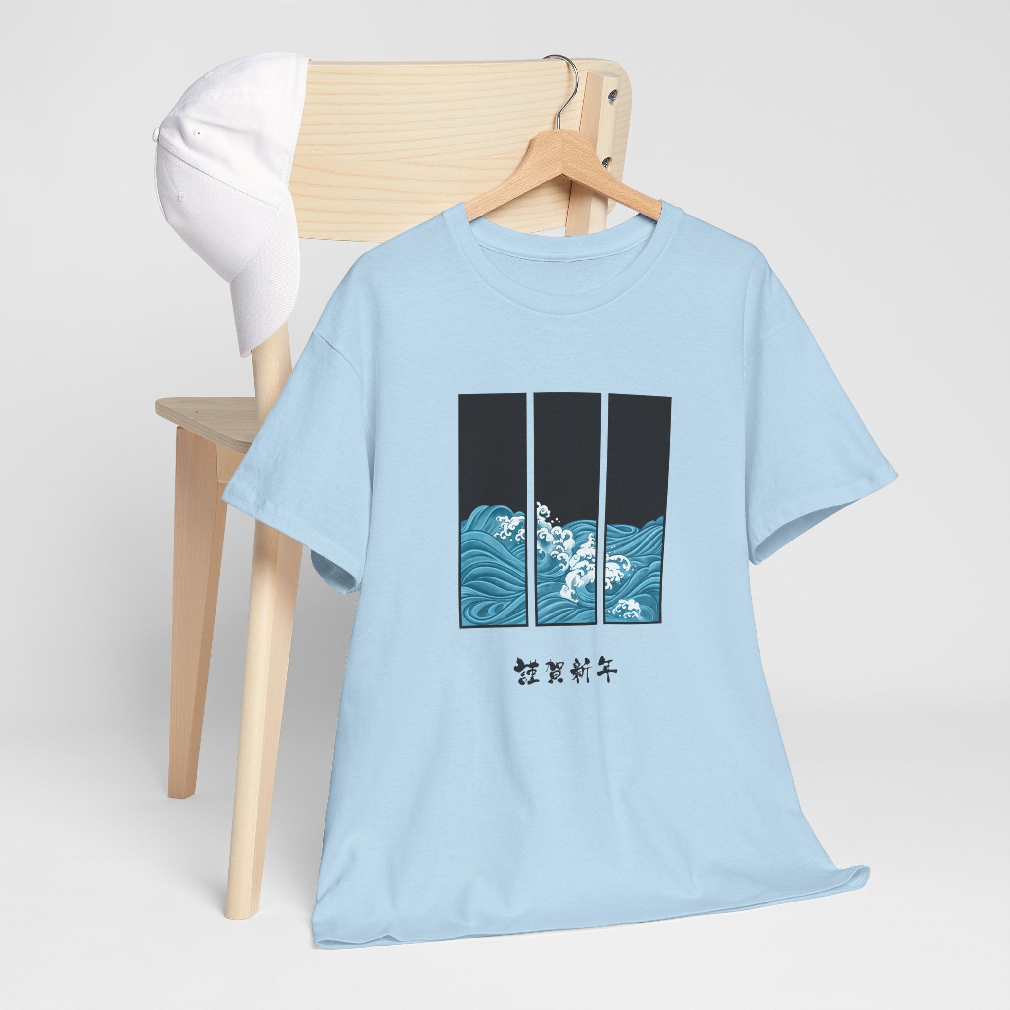 Ocean Wave Unisex Heavy Cotton Tee, Casual Summer Shirt, Gift for Ocean Lovers, Relaxed Fit Tee, Graphic T-Shirt - Japanese Inspired Design