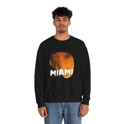 Miami Sunset Crewneck Sweatshirt, Beach Vibes Apparel, Unisex Casual Wear, Summer Fashion
