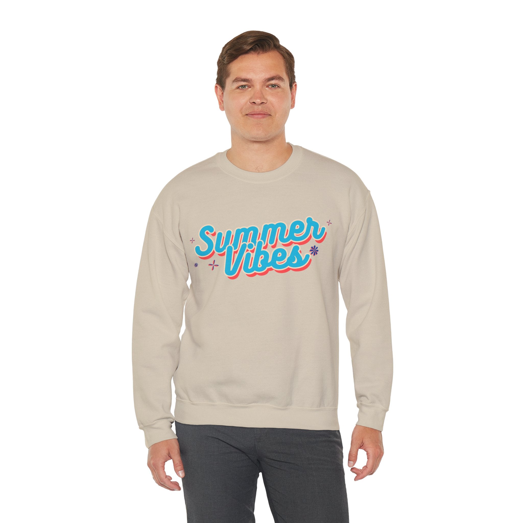 Retro Summer Vibes Crewneck Sweatshirt, Cozy Unisex Pullover, Perfect for Pool Parties, Beach Days, Summer Festivals, Gift Idea