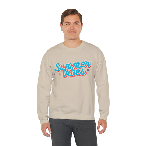 Retro Summer Vibes Crewneck Sweatshirt, Cozy Unisex Pullover, Perfect for Pool Parties, Beach Days, Summer Festivals, Gift Idea