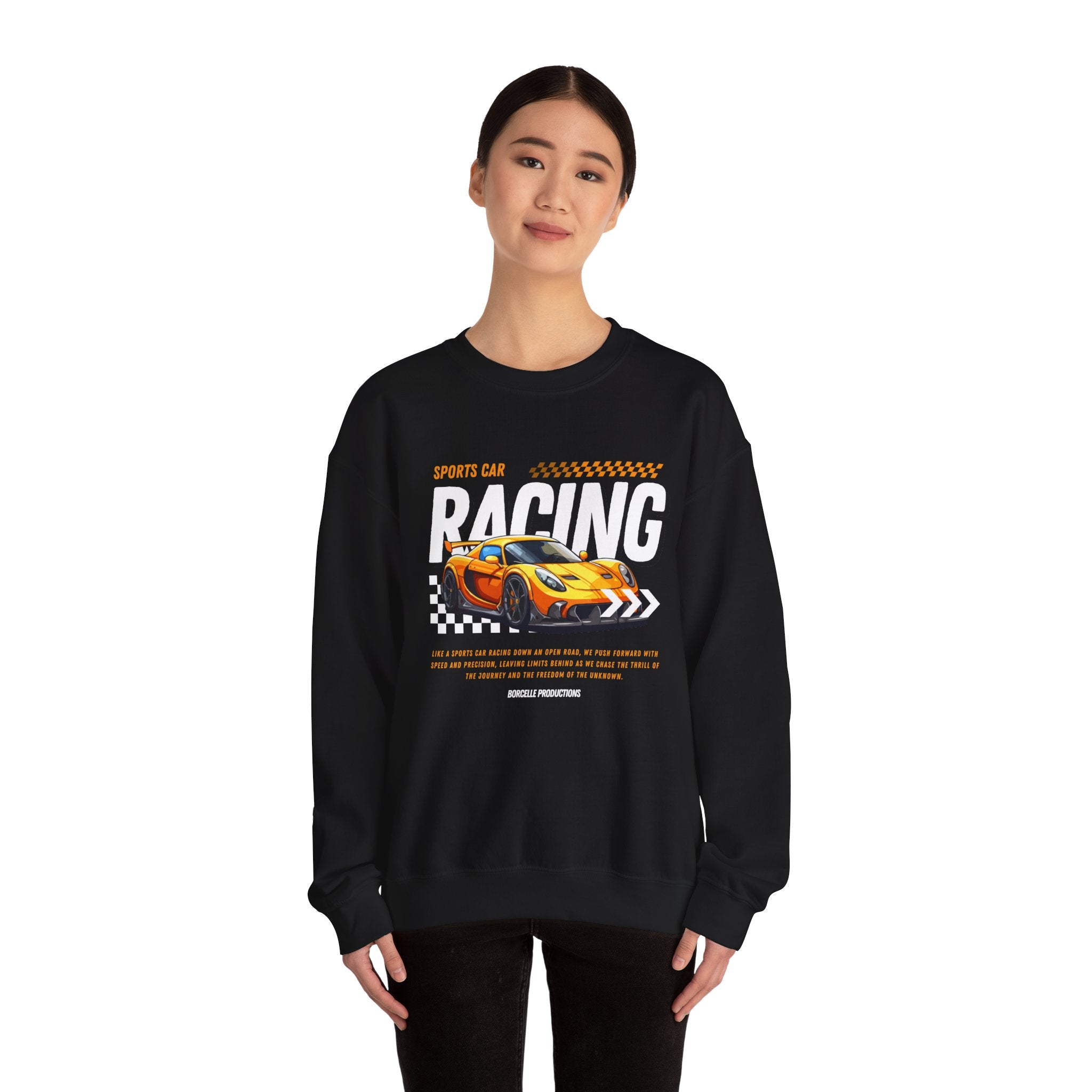 Sporty Racing Sweatshirt for Car Enthusiasts, Unisex Crewneck Pullover, Perfect for Racing Events, Casual Wear