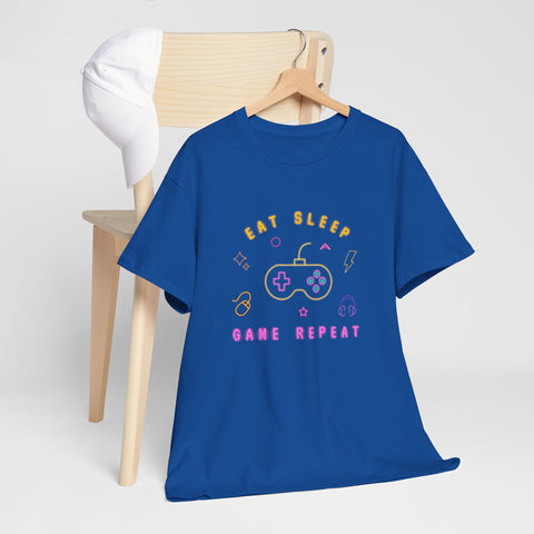 Gamer Vibes Unisex Tee - Eat Sleep Game Repeat, Video Game Shirt, Casual Wear, Gift for Gamers, Gaming Merchandise