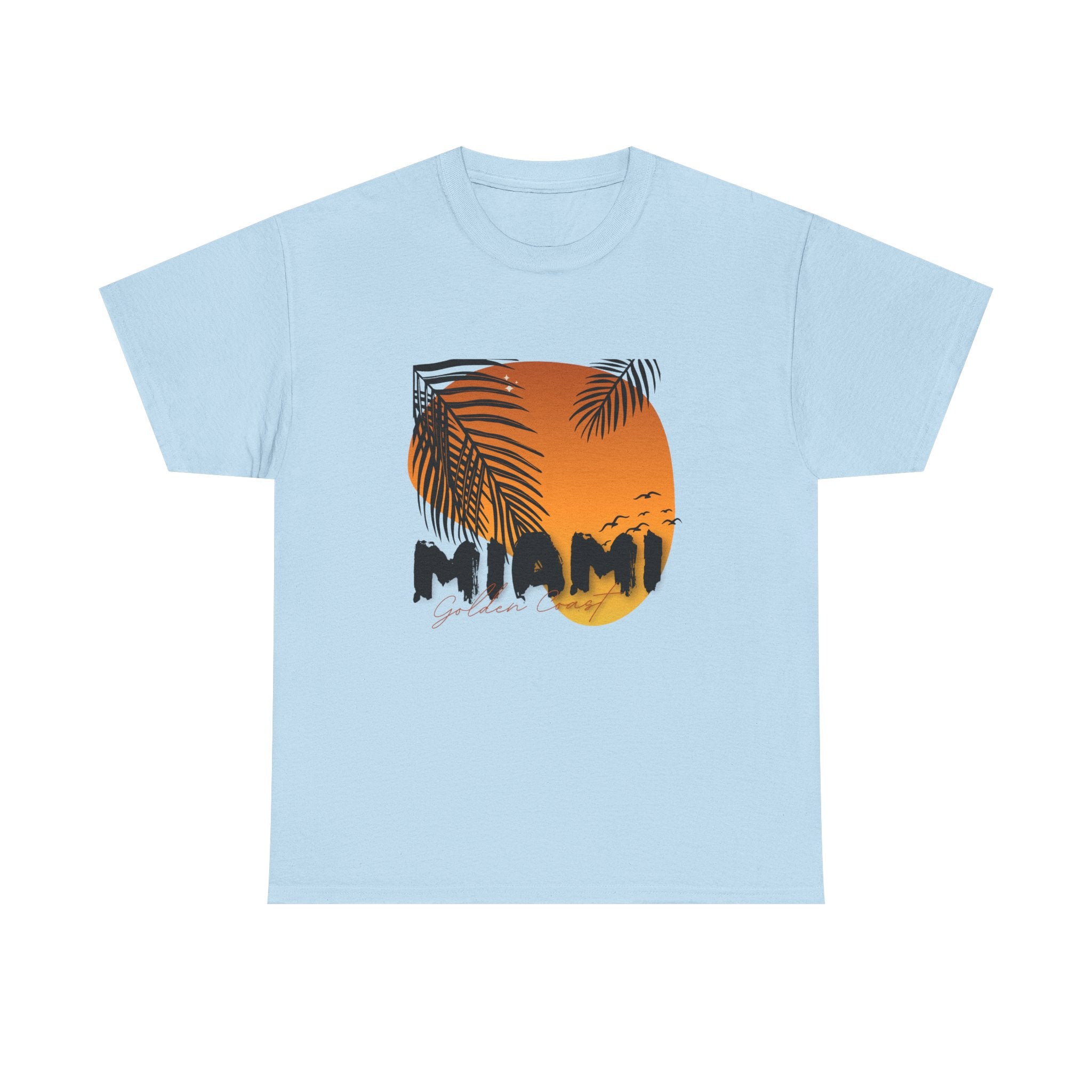 Miami Sunset Unisex Heavy Cotton Tee | Casual Summer T-Shirt, Relaxed Fit Shirt