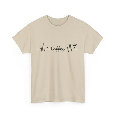 Coffee Heartbeat Unisex Tee, Ideal for Coffee Lovers, Birthday Gift, Casual Wear, Everyday Comfort, Coffee Tee Shirt, Coffee Lover Shirt,