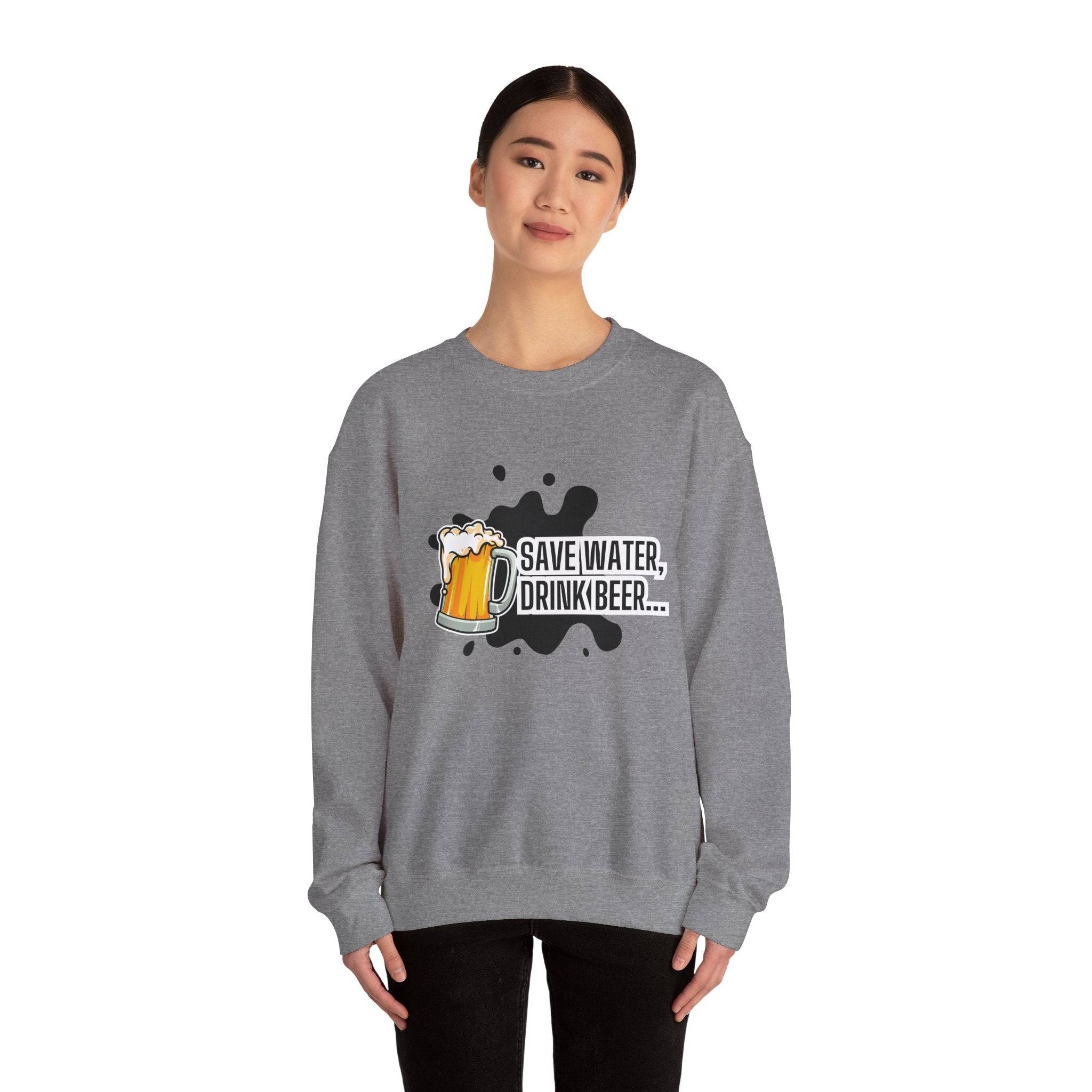 Humorous Beer Lover Sweatshirt, Save Water Drink Beer Crewneck, Gift for Beer Enthusiasts, Men's & Women's Apparel, Funny Drinking Top