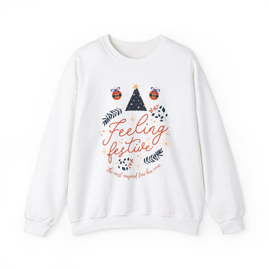 Feeling Festive Sweatshirt, Cozy Winter Apparel, Holiday Gift, Unisex Crewneck, Christmas Sweatshirt, Family Gathering Outfit