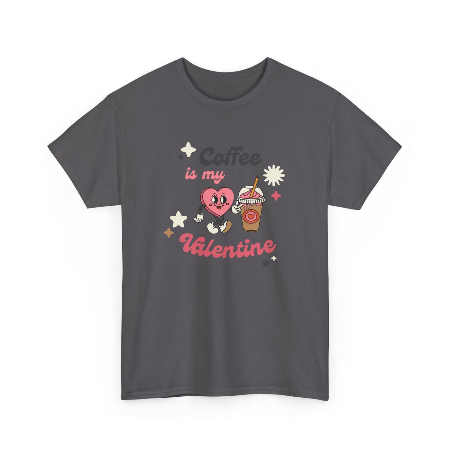 Coffee is My Valentine Unisex Heavy Cotton Tee, Cute Coffee Lover's Shirt, Valentine's Day Gift, Casual Lounge Wear, Fun T-Shirt