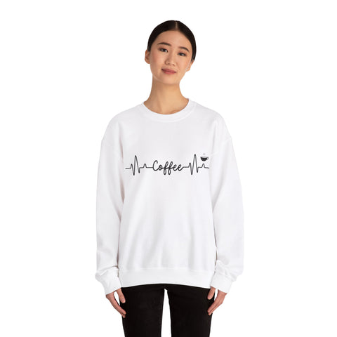 Coffee Heartbeat Crewneck Sweatshirt, Cozy Gift for Coffee Lovers, Unisex Pullover, Casual Wear, Perfect for Gifting