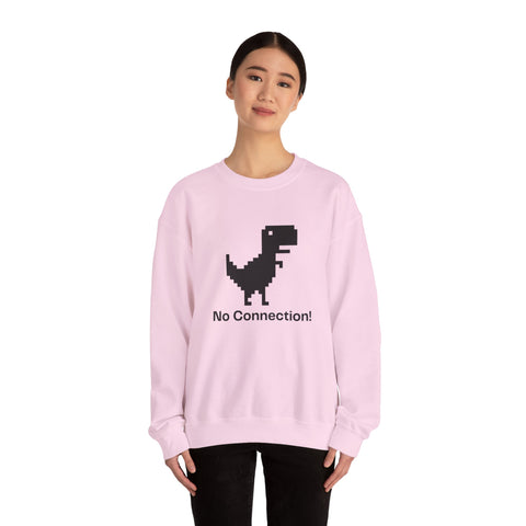 Funny Dinosaur No Connection Sweatshirt, Unisex Crewneck, Gamers Gift, Perfect for Tech Lovers and Online Students, Birthday Gift, Everyday