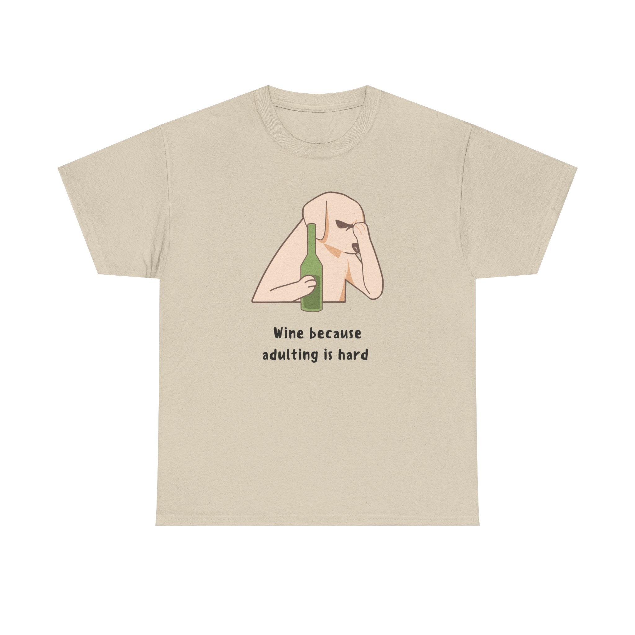 Funny Adulting Graphic Tee, Wine Lover Shirt, Humor Gift for Friends, Birthday, Relaxed Fit Unisex Cotton Top, Casual Wear