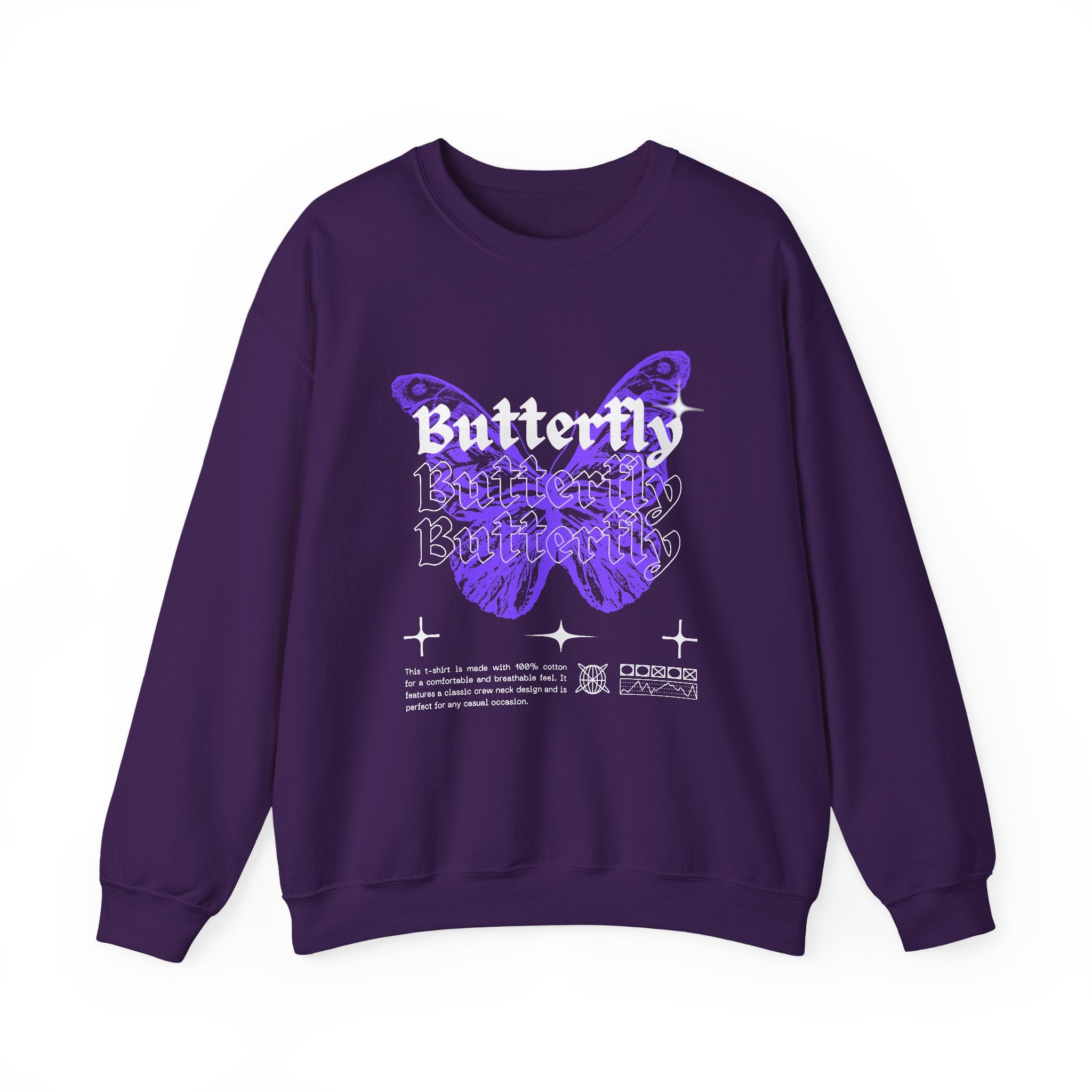 Butterfly Graphic Crewneck Sweatshirt, Unisex Sweatshirt, Cozy,Streetwear Fashion, Spring Wardrobe Essential, Butterfly Lover's Gift