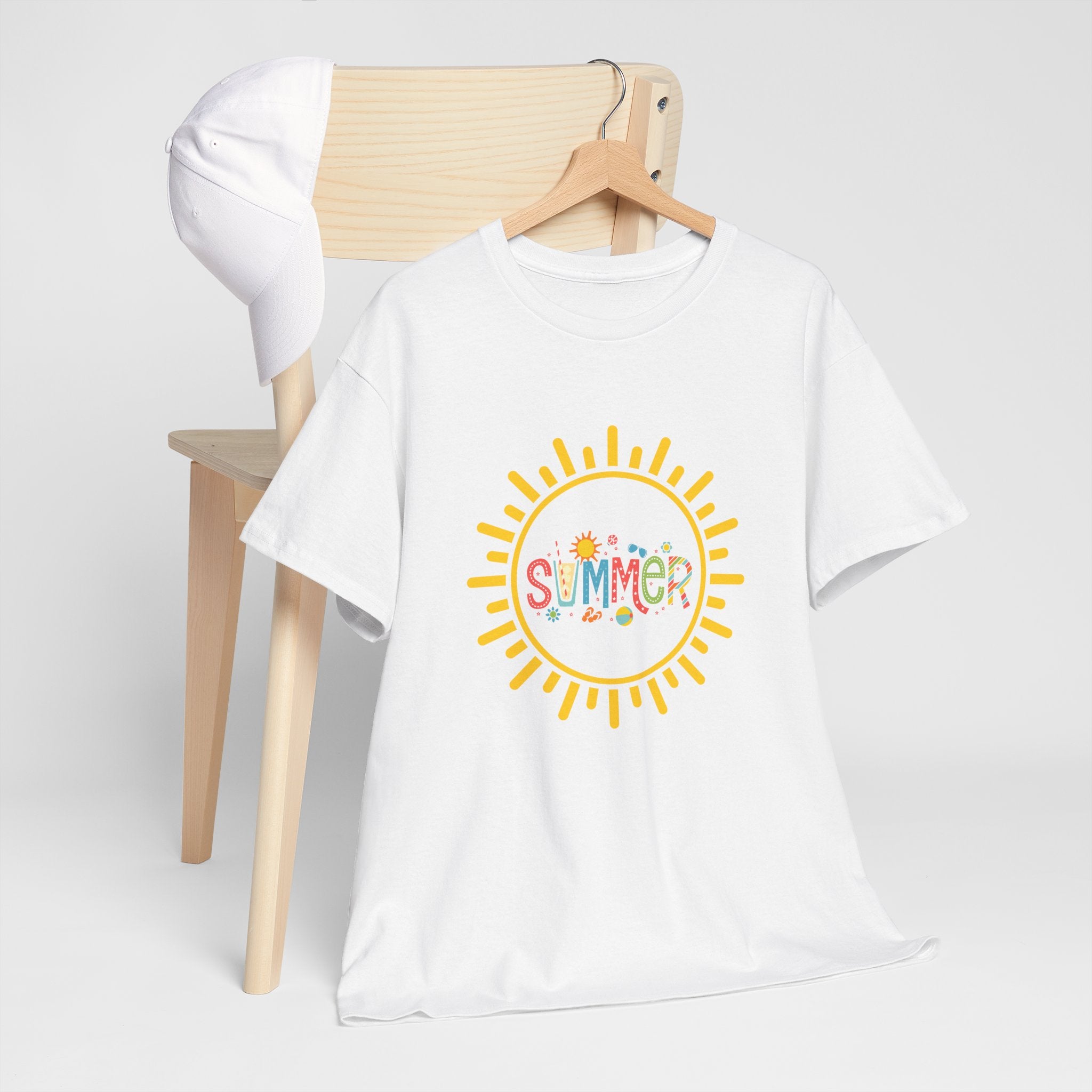 Summer Vibes Unisex Heavy Cotton Tee, Casual Summer Shirt, Retro Sunshine Tee