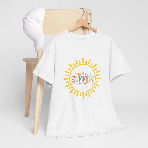 Summer Vibes Unisex Heavy Cotton Tee, Casual Summer Shirt, Retro Sunshine Tee
