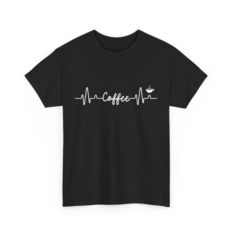 Coffee Heartbeat Unisex Tee, Ideal for Coffee Lovers, Birthday Gift, Casual Wear, Everyday Comfort, Coffee Tee Shirt, Coffee Lover Shirt,