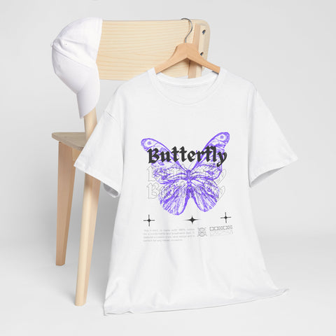 Butterfly Graphic Tee - Unisex Heavy Cotton T-Shirt, Nature Lover Gift, Casual Streetwear, Trendy Outfit, Spring Fashion