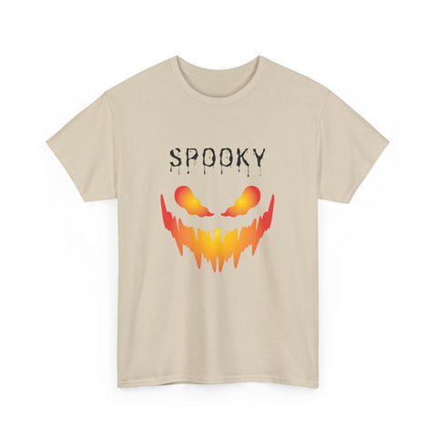 Spooky Halloween Tees, Unisex Heavy Cotton Tee for Fall, Ghostly Graphics Shirt, Halloween Apparel