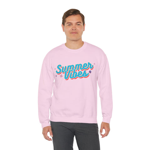 Retro Summer Vibes Crewneck Sweatshirt, Cozy Unisex Pullover, Perfect for Pool Parties, Beach Days, Summer Festivals, Gift Idea