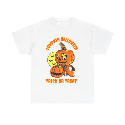 Pumpkin Halloween Unisex Heavy Cotton Tee - Perfect for Trick or Treat, Fall Celebrations, Halloween Parties, Cozy Autumn Days, Spooky