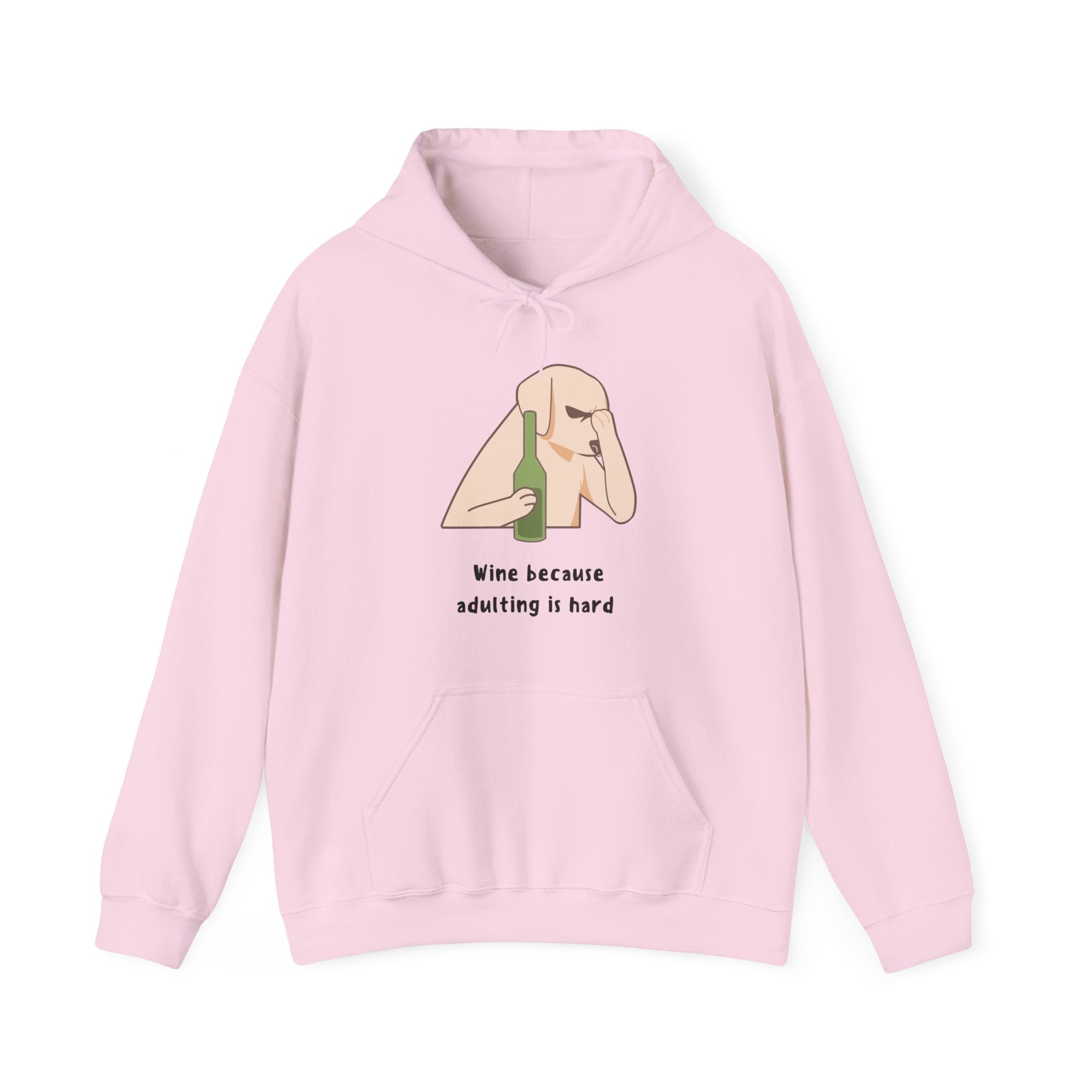 Funny Wine Lover Hoodie - Wine Because Adulting is Hard; Sweatshirt, Gift for Wine Enthusiasts, Cozy Loungewear