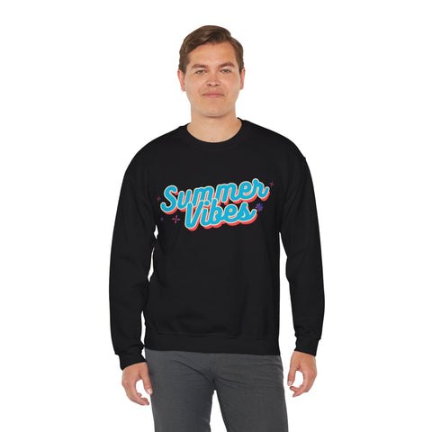 Retro Summer Vibes Crewneck Sweatshirt, Cozy Unisex Pullover, Perfect for Pool Parties, Beach Days, Summer Festivals, Gift Idea