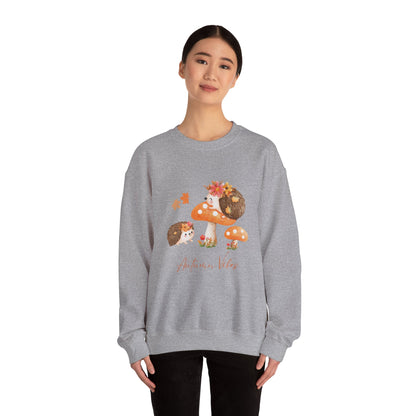 Autumn Vibes Unisex Crewneck Sweatshirt, Cozy Fall Sweater, Hedgehog Design, Perfect Gift for Nature Lovers, Seasonal Apparel, Casual