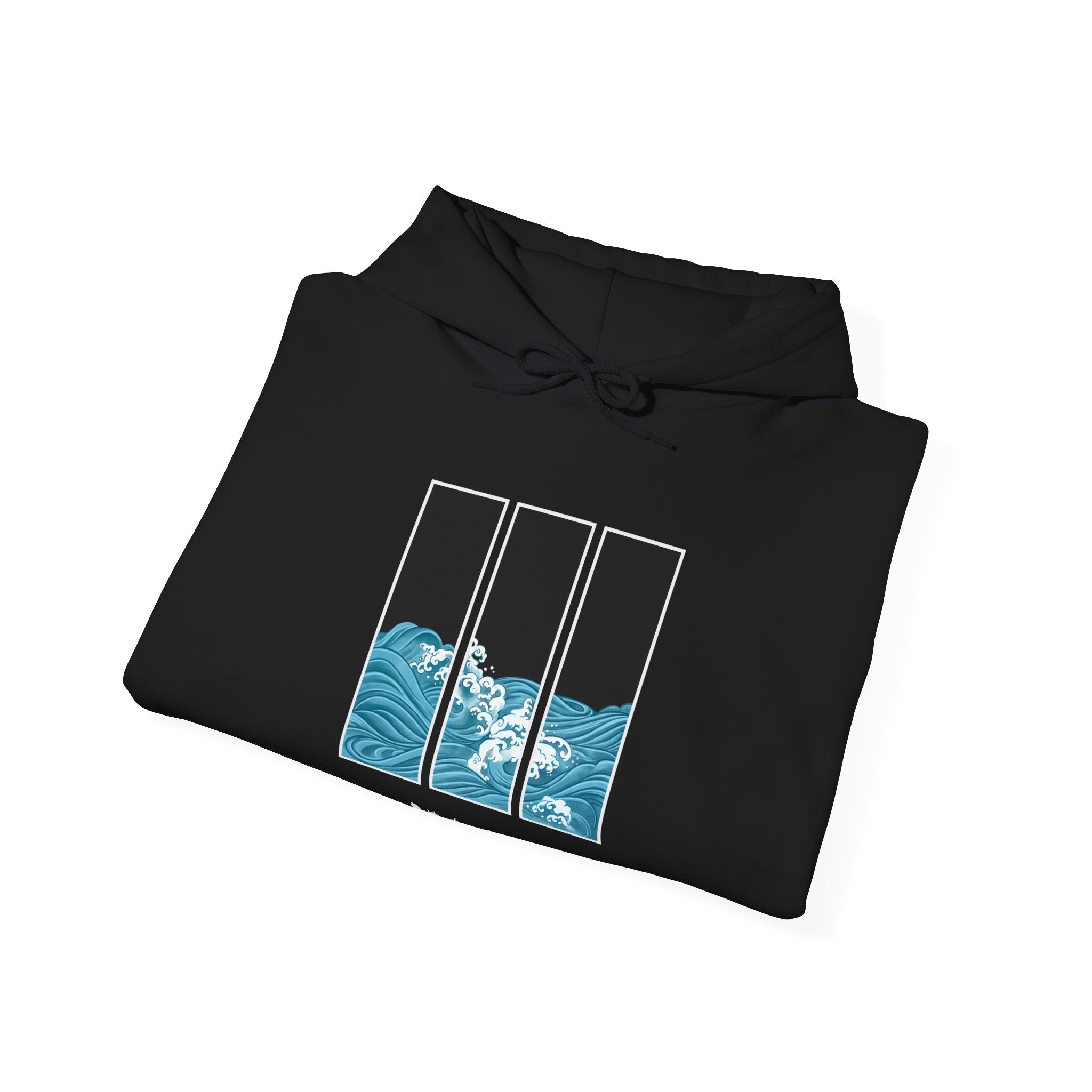 Japanese Inspired Ocean Waves Graphic Hoodie - Relaxed Vibe, Perfect for Beach Lovers, Unisex Gift for Sea Enthusiasts, Casual Summer Outfit